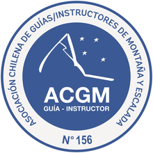 Sello de Guía Instructor de la Asociación Chilena de Guías de Montaña y Escalada, número 156